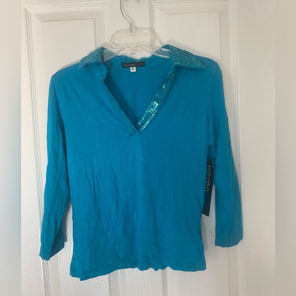long sleeve haven blue top
